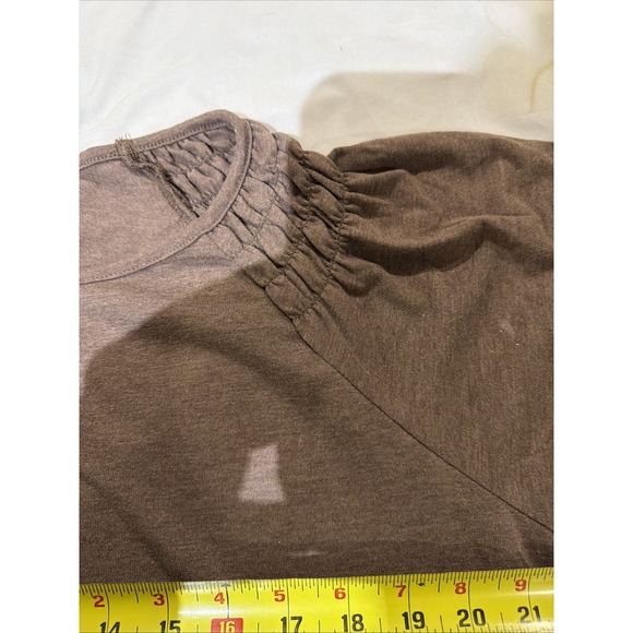 Nine West Knit Top Brown Shimmer Long Sleeves Women's XL Gathered Shoulder - Picture 4 of 10
